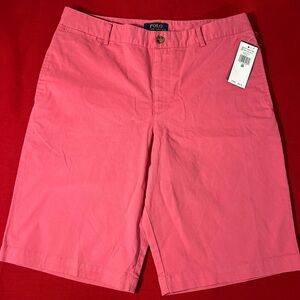 Polo Ralph Lauren Women's Short Size 20 Pink Salmon Flat Front Chino Cotton NWT